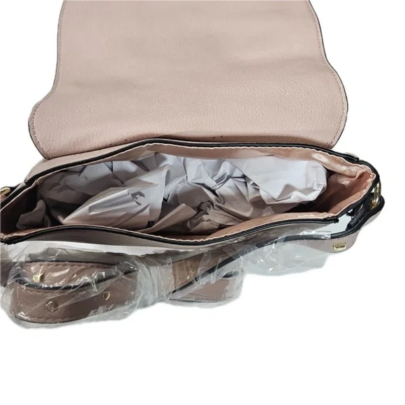 Victoria's Secret Crossbody Purse Light Pink Studded Faux Leather 7" Fashion Bag - Picture 4 of 5